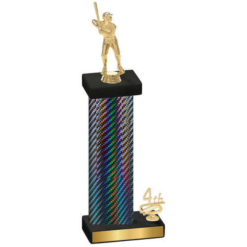 Accented Single Black Carbon Fiber Fourth Place Baseball Trophy