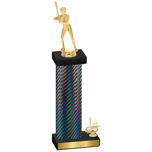 Accented Single Black Carbon Fiber First Place Softball Trophy