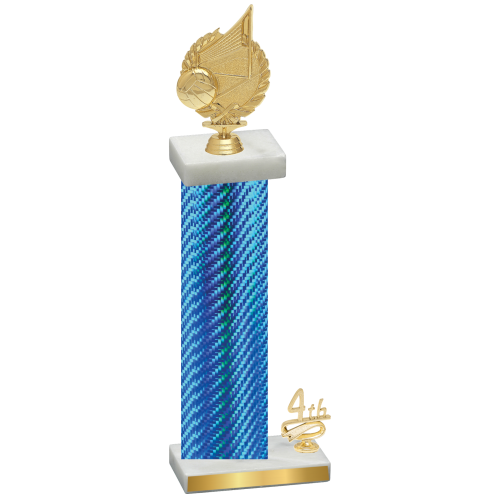 Accented Single Blue Carbon Fiber Fourth Place Volleyball Trophy