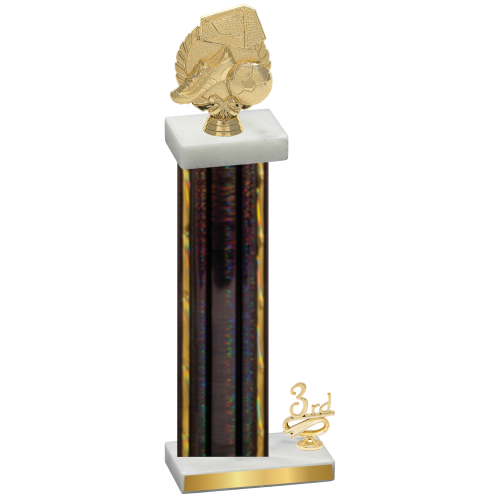 Accented Single Black Glacier Third Place Soccer Trophy