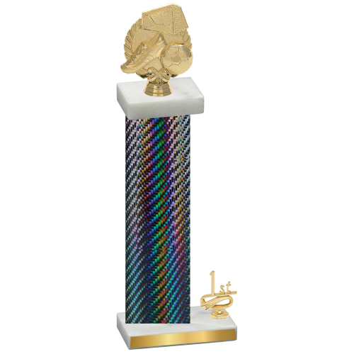 Accented Single Black Carbon Fiber First Place Soccer Trophy