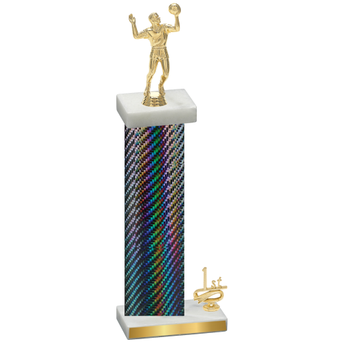 Accented Single Black Carbon Fiber First Place Volleyball Trophy