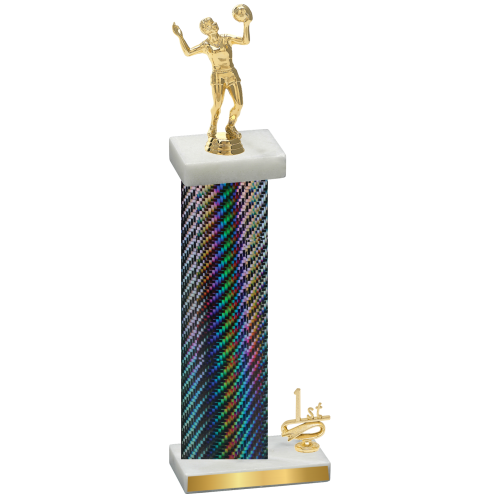Accented Single Black Carbon Fiber First Place Volleyball Trophy
