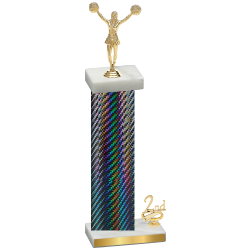 Accented Single Black Carbon Fiber Second Place Cheerleading Trophy