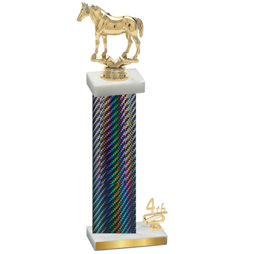 Accented Single Black Carbon Fiber Fourth Place Horses Trophy