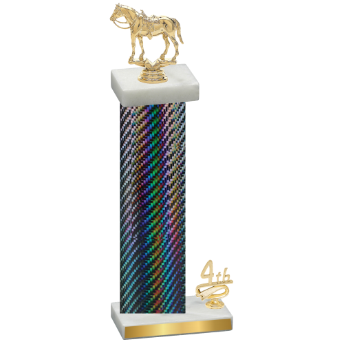 Accented Single Black Carbon Fiber Fourth Place Horses Trophy