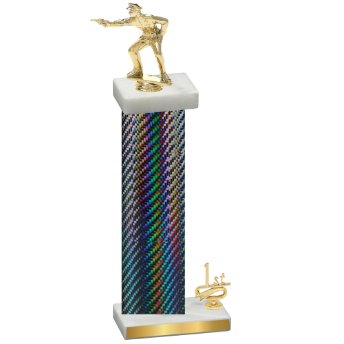 Accented Single Black Carbon Fiber First Place Shooter Trophy
