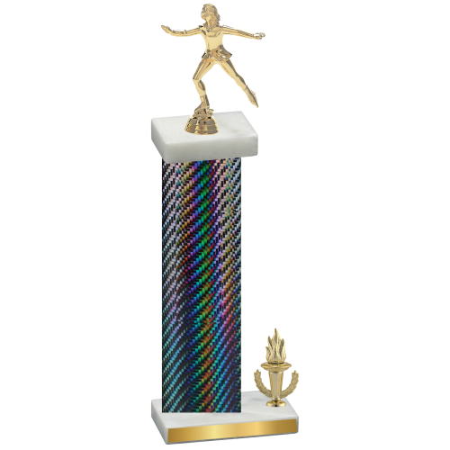 Accented Single Black Carbon Fiber Victory Skater Trophy
