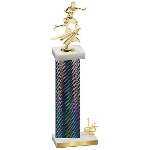 Accented Single Black Carbon Fiber First Place Flag Football Trophy