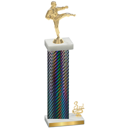 Accented Single Black Carbon Fiber Third Place Karate Trophy