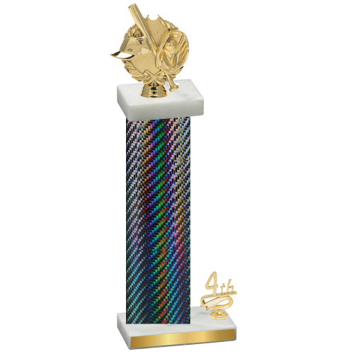 Accented Single Black Carbon Fiber Fourth Place Baseball Trophy