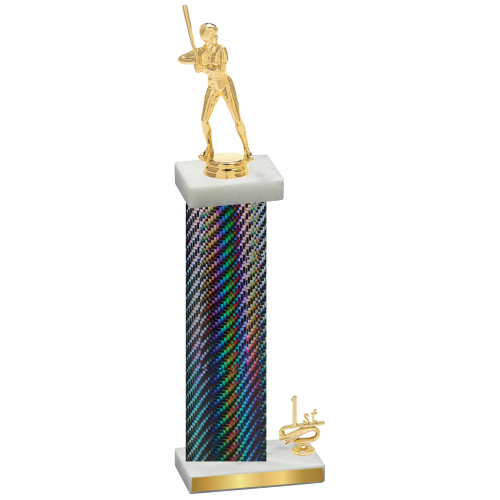Accented Single Black Carbon Fiber First Place Softball Trophy