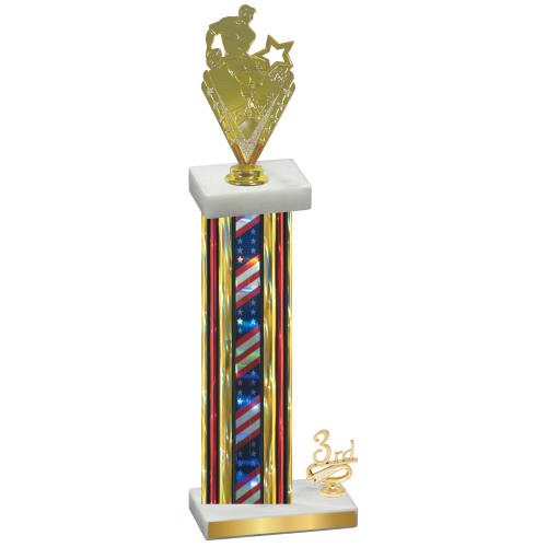 Accented Single Flag USA Third Place Rugby Trophy