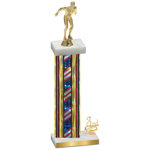 Accented Single Flag USA Third Place Swimming Trophy
