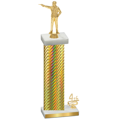 Accented Single Gold Carbon Fiber Fourth Place Shooter Trophy