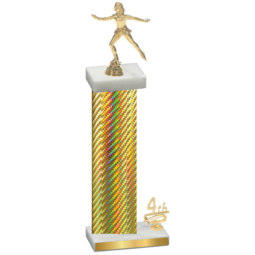 Accented Single Gold Carbon Fiber Fourth Place Skater Trophy