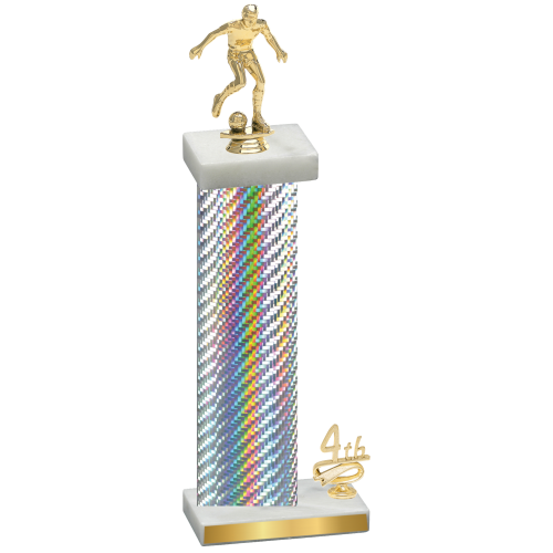 Accented Single Silver Carbon Fiber Fourth Place Soccer Trophy