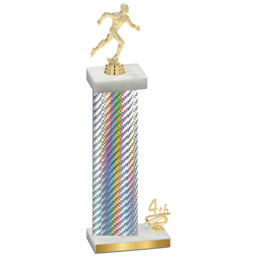Accented Single Silver Carbon Fiber Fourth Place Running Trophy
