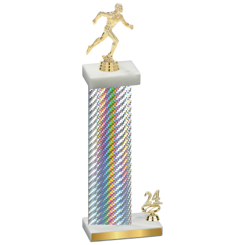 Accented Single Silver Carbon Fiber Year Running Trophy