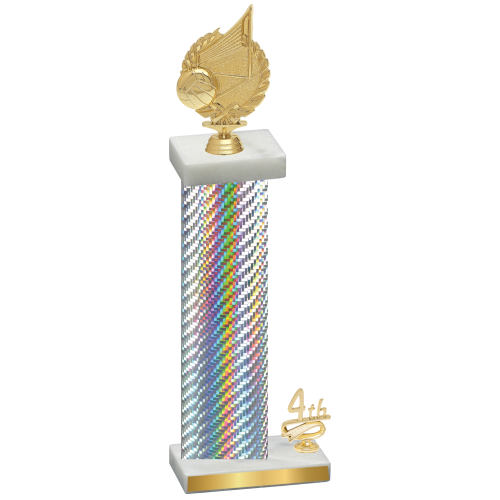 Accented Single Silver Carbon Fiber Fourth Place Volleyball Trophy
