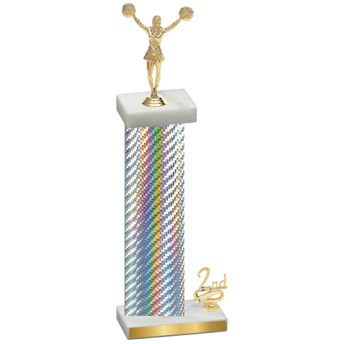 Accented Single Silver Carbon Fiber Second Place Cheerleading Trophy