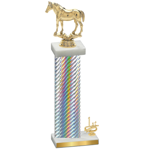 Accented Single Silver Carbon Fiber First Place Horses Trophy