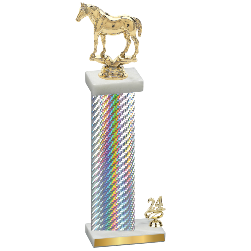 Accented Single Silver Carbon Fiber Year Horses Trophy