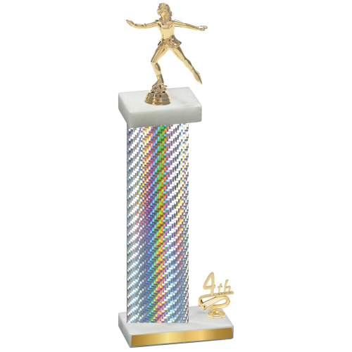 Accented Single Silver Carbon Fiber Fourth Place Skater Trophy