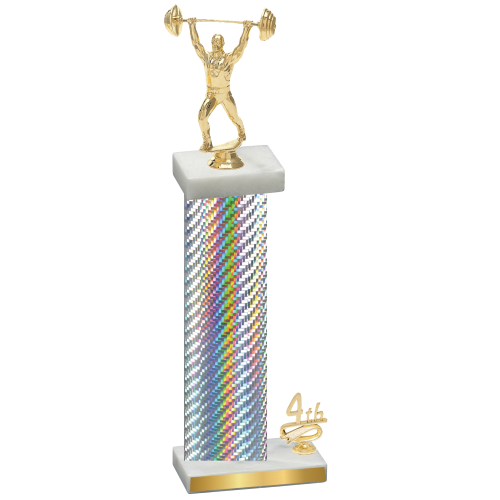 Accented Single Silver Carbon Fiber Fourth Place Weights Trophy