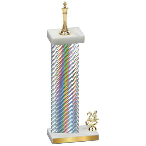 Accented Single Silver Carbon Fiber Year Chess Trophy