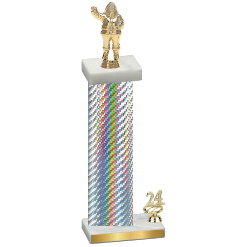 Accented Single Silver Carbon Fiber Year Holiday Trophy