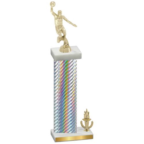 Accented Single Silver Carbon Fiber Victory Basketball Trophy