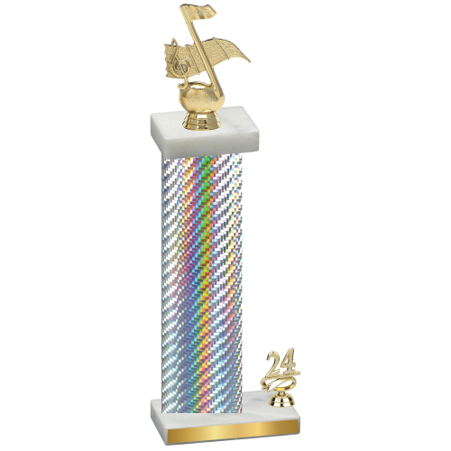 Accented Single Silver Carbon Fiber Year Music Trophy