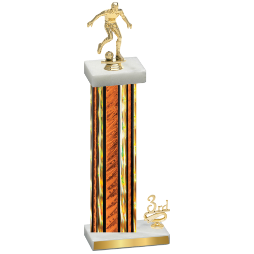 Accented Single Orange Glacier Third Place Soccer Trophy