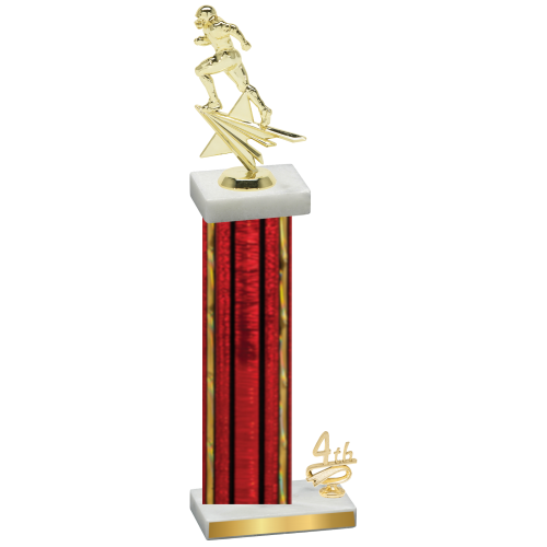 Accented Single Red Glacier Fourth Place Football Trophy