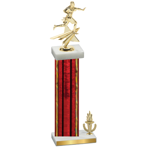 Accented Single Red Glacier Victory Flag Football Trophy