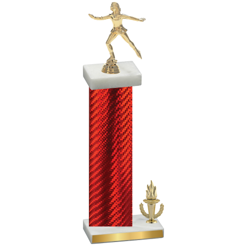 Accented Single Red Carbon Fiber Victory Skater Trophy