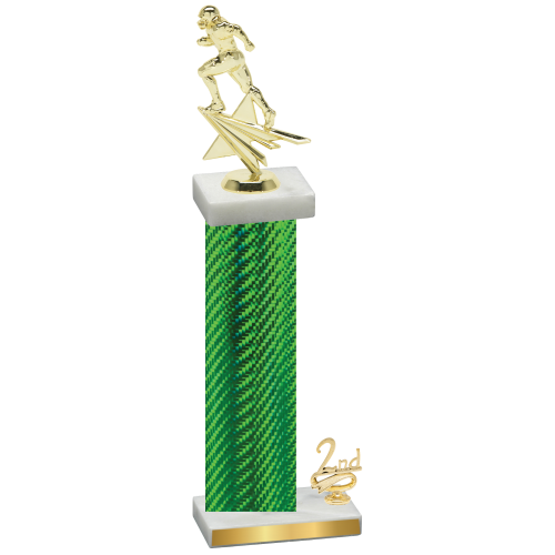 Accented Single Green Carbon Fiber Second Place Football Trophy