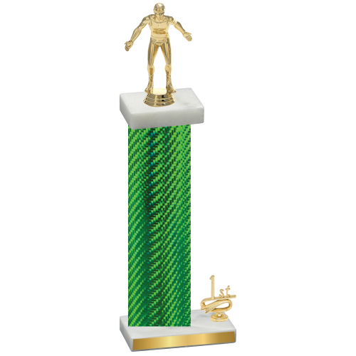 Accented Single Green Carbon Fiber First Place Wrestling Trophy