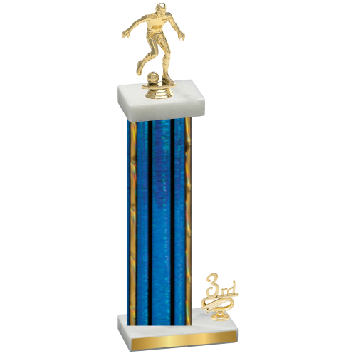 Accented Single Blue Glacier Third Place Soccer Trophy
