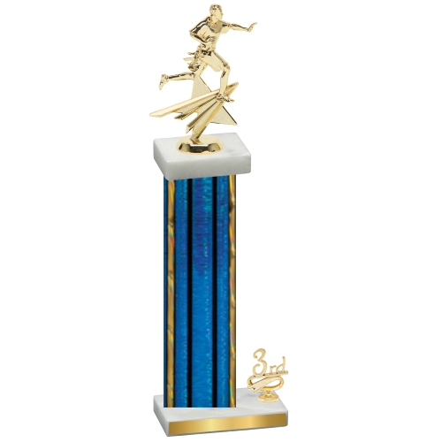 Accented Single Blue Glacier Third Place Flag Football Trophy