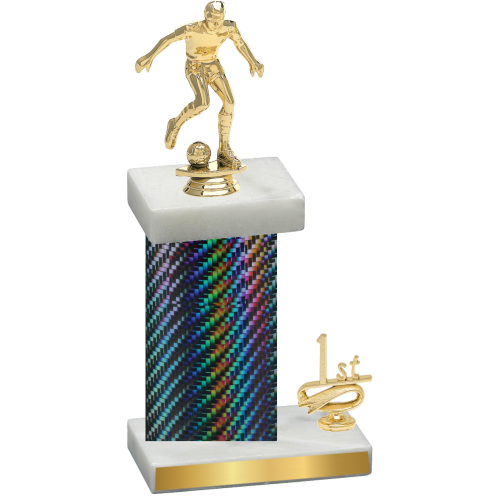 Accented Single Black Carbon Fiber First Place Soccer Trophy