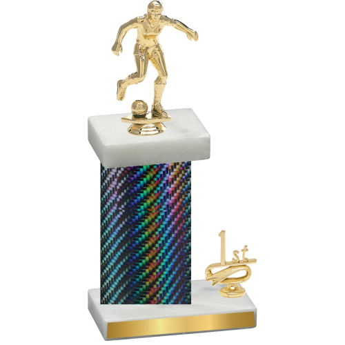 Accented Single Black Carbon Fiber First Place Soccer Trophy