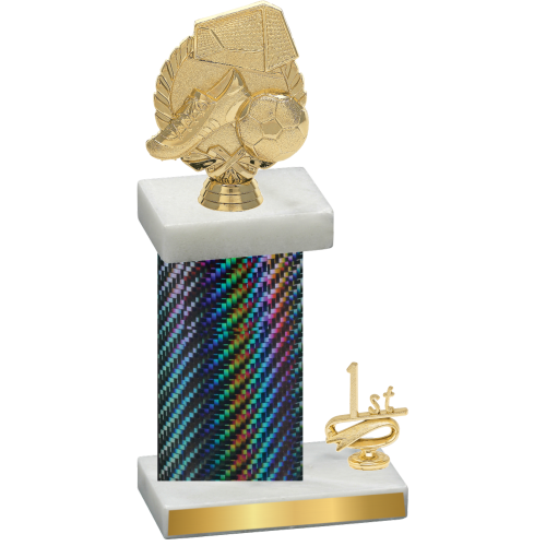 Accented Single Black Carbon Fiber First Place Soccer Trophy