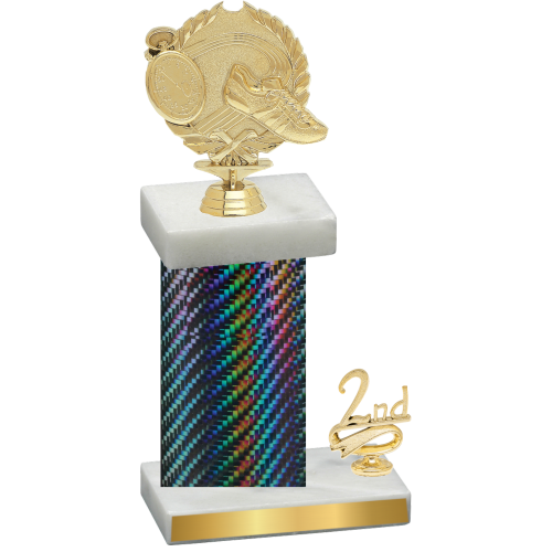 Accented Single Black Carbon Fiber Second Place Running Trophy