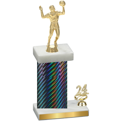Accented Single Black Carbon Fiber Year Volleyball Trophy
