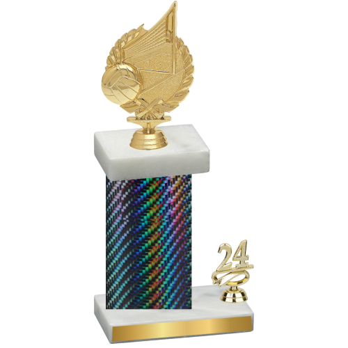 Accented Single Black Carbon Fiber Year Volleyball Trophy