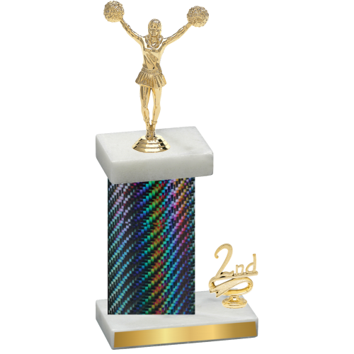 Accented Single Black Carbon Fiber Second Place Cheerleading Trophy