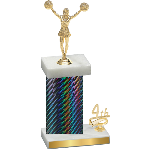 Accented Single Black Carbon Fiber Fourth Place Cheerleading Trophy