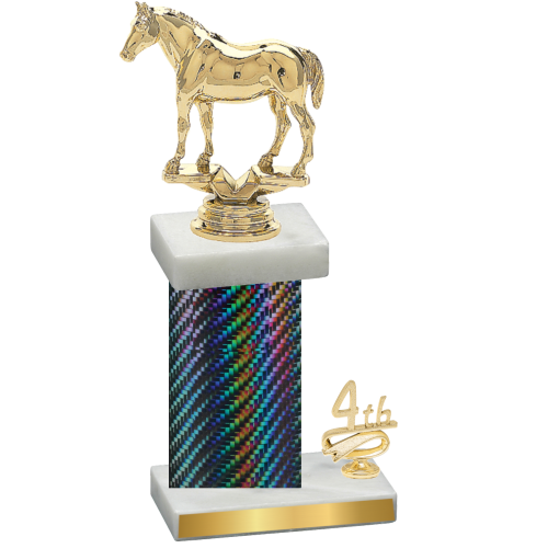Accented Single Black Carbon Fiber Fourth Place Horses Trophy